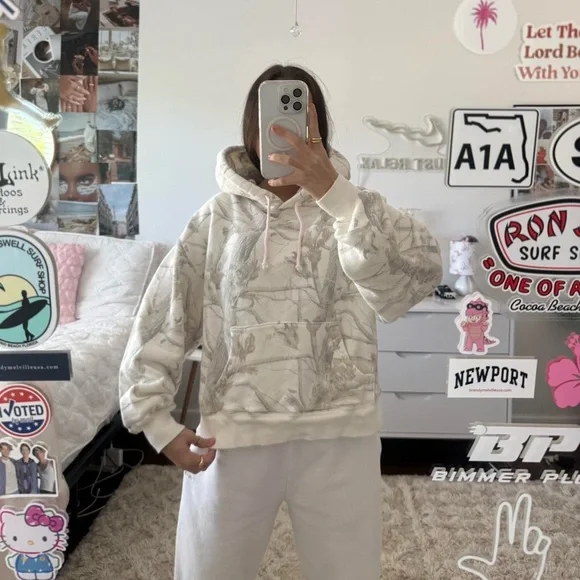 white and grey dairy boy camo woodland hoodie - Picture 3 of 8